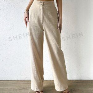 Solid Colored Wide Leg Pants